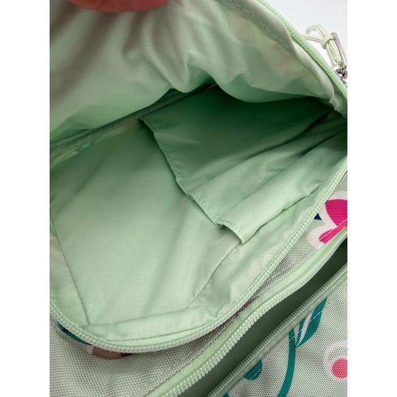 Vera Bradley Sling Backpack Mint Green Floral Performance Twill Zip 15x11x3\